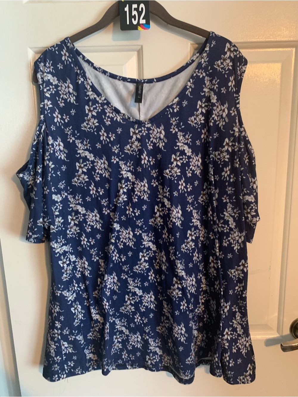 Navy Floral Cold-Shoulder Tunic Top